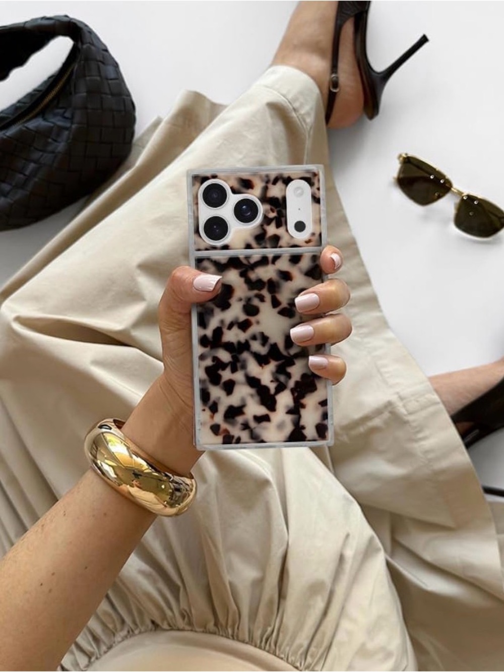 Tortoiseshell Pattern Phone Case - Neutral Beige & Dark Brown
